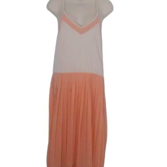 Leo Meets Virgo Grey Pink High Low Pleated Midi Dress - Picture 1 of 6